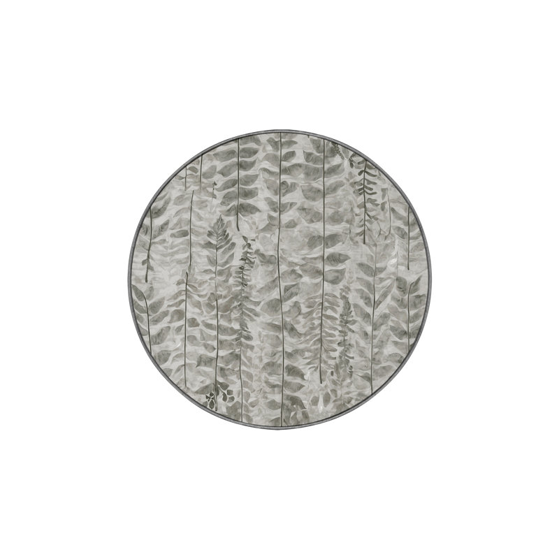 Tapis gris lavable à la machine, Rond 3 pi