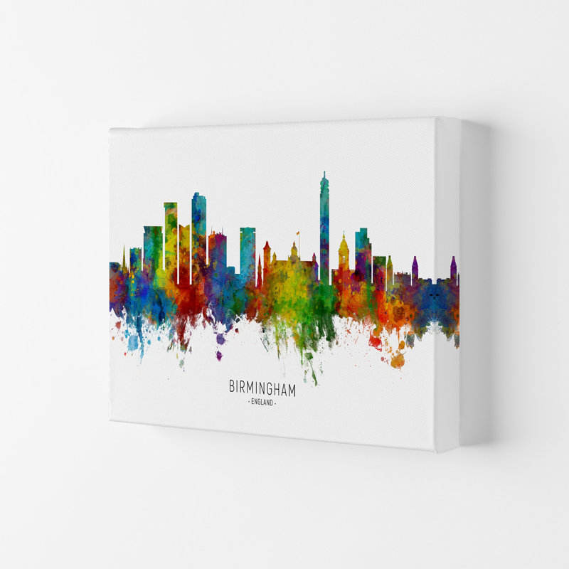 Birmingham England Skyline by Michael Tompsett - Print, 59.4cm H x 84cm W x 4cm D, Wrapped Canvas