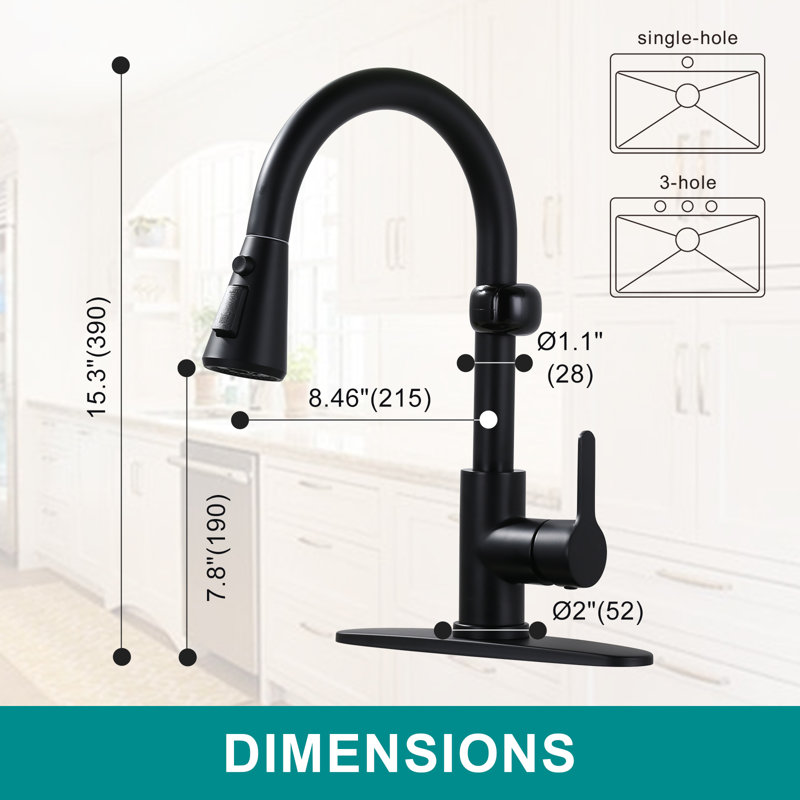 Single Handle Pull Down Sprayer Kitchen Faucet with Movale Sensor, Matte Black