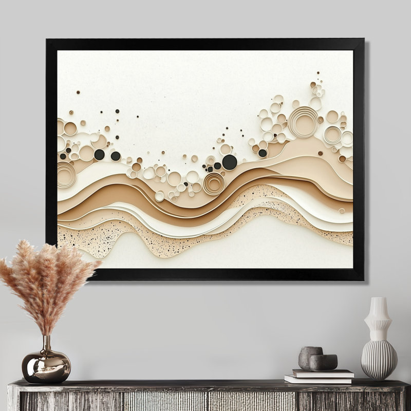 Décoration murale minimaliste en marbre beige River I - Minimalist, Reproduction encadrée d'une seule photo sans pass, Noir