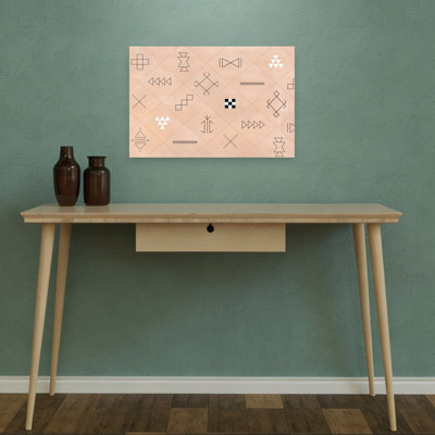 Geometric Tribal Symbols Abstract Geometric Minimalist Wall Art Print 1 Piece Wrapped Canvas Wall Art