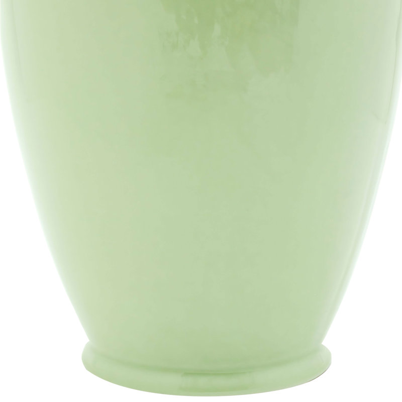 14" Bright Yellow Tung Chi Vase, Solid Green