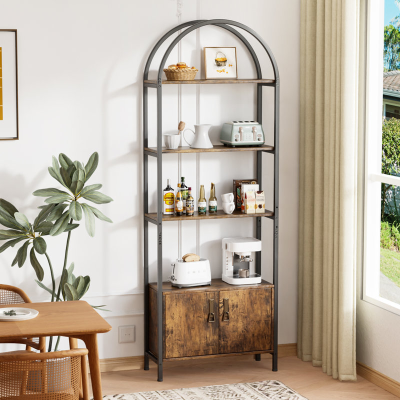 Rotten Wood Color Display Case Curved Iron Pipe Double Door 3 Tiers