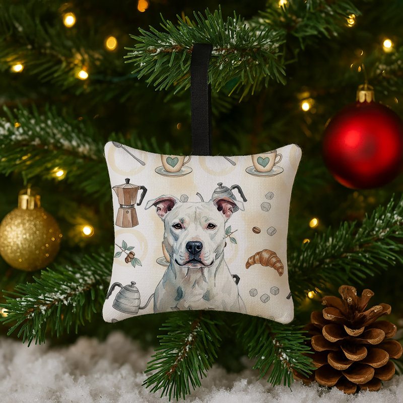 Ornement suspendu en tissu blanc blanc Staffordshire Terrier, American Staffordshire Terrier blanc