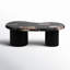 Table basse en bois pétrifié avec base en bois noir, table de salon moderne, 51 po