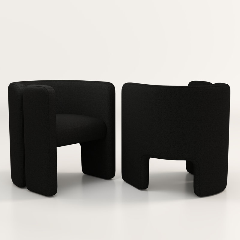 Jaimyn Upholstered Barrel Chair, Black Teddy