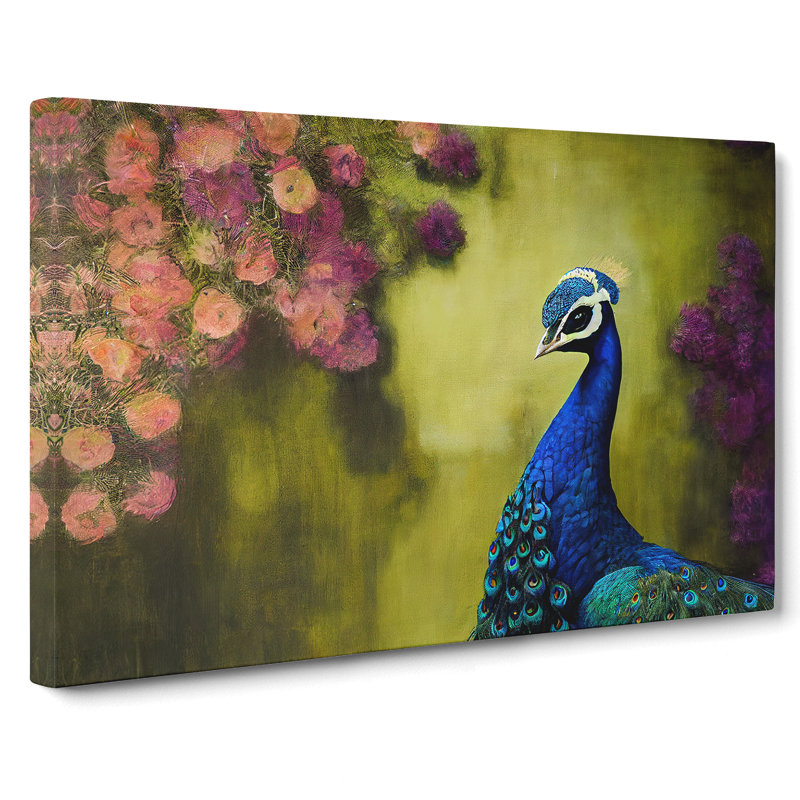 Painting Of A Peacock - Wrapped Canvas, 50cm H x 76cm W x 3cm D