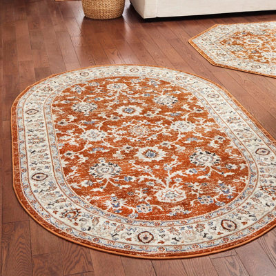 Tapis tissé à la machine Kyte - rouille / rouge / crème