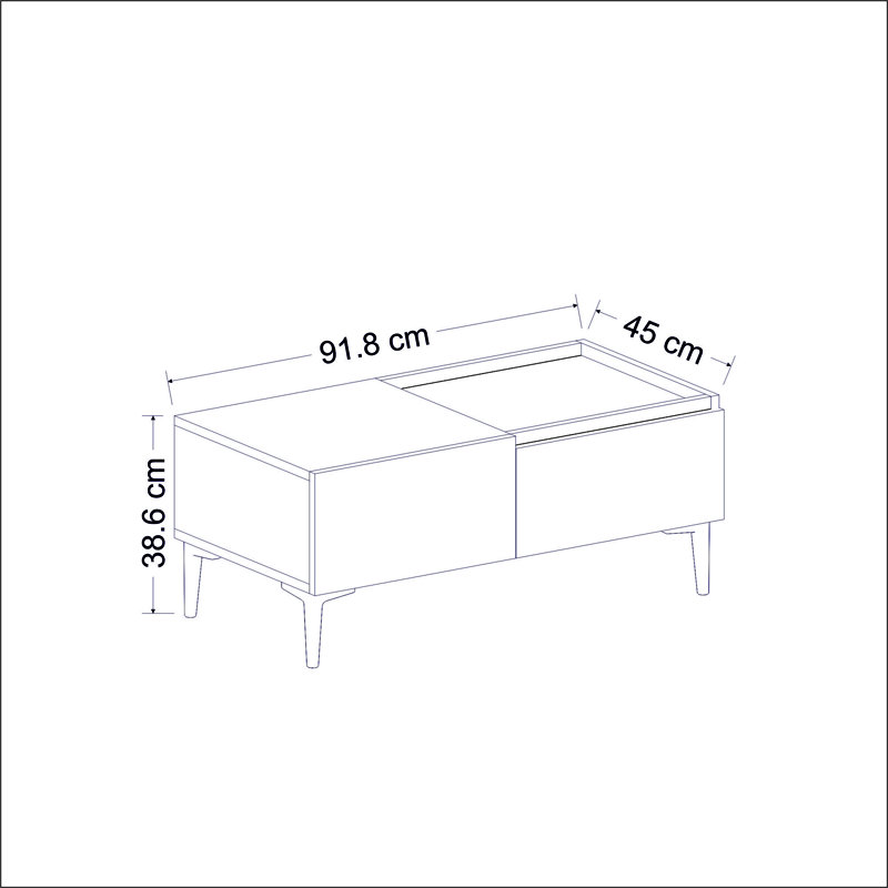 Modern Coffee Table with Additional Storage, Travertine & Anthracite, 36.1 x 15.2 x 17.0 inches | 100% Melamine Coated Particle Board, Thickness: 0.7 inches | Elegant Marble Design, Perfect for Living Room & Contemporary Spaces