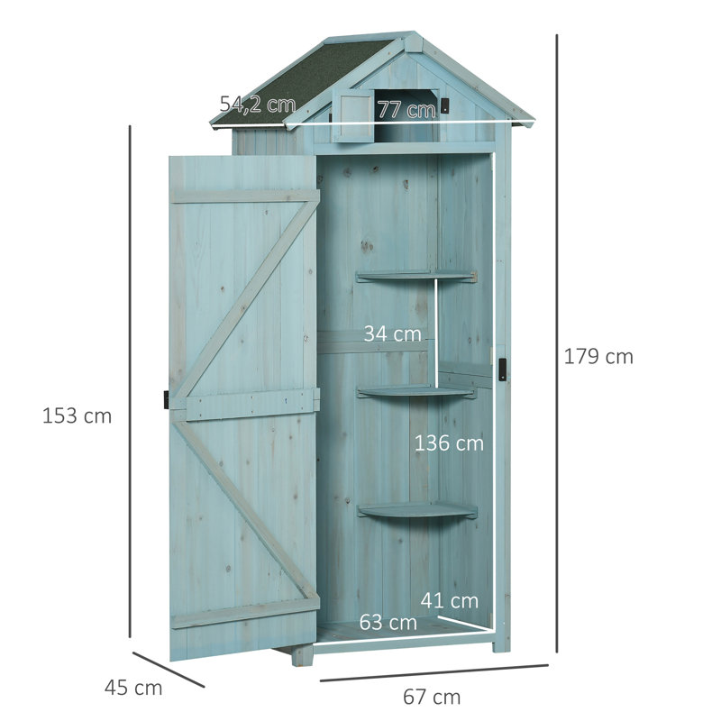 2.5 ft. W x 1.8 ft. D Solid Wood Tongue & Groove Steep Slope Tool Shed, Blue