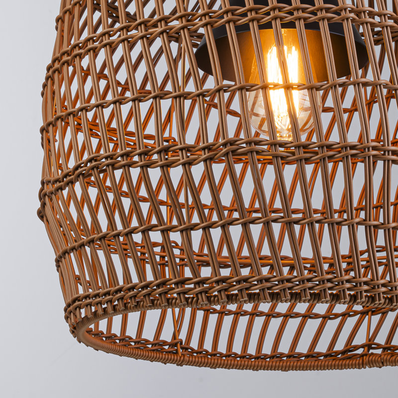 Luminaire suspendu d'extérieur en osier 16 lumières 16 pouces, Brun