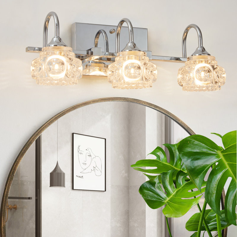 Éclairage de meuble-lavabo rétro 3 lumières, Nickel brossé