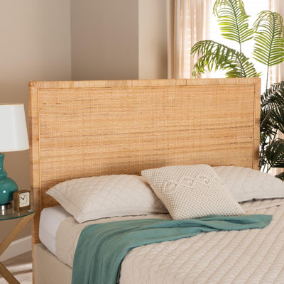 Guilaine Rattan and Mahogany wood Headboard