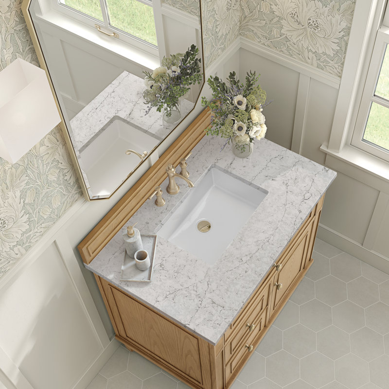Lorelai 36'' W Single Vanity, Eternal Jasmine Pearl, Light Natural Oak, 8" Widespread