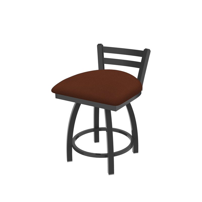 Jackie 18" Tall Metal Vanity Stool, Vinyl-Rein Adobe, Pewter