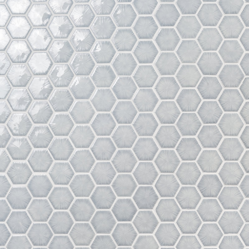 Divine 10.82'' W x 12.59'' Polished Glass Hexagon Mosaic Wall Tile (0.94 Sq. Ft. / Each), Sky Blue