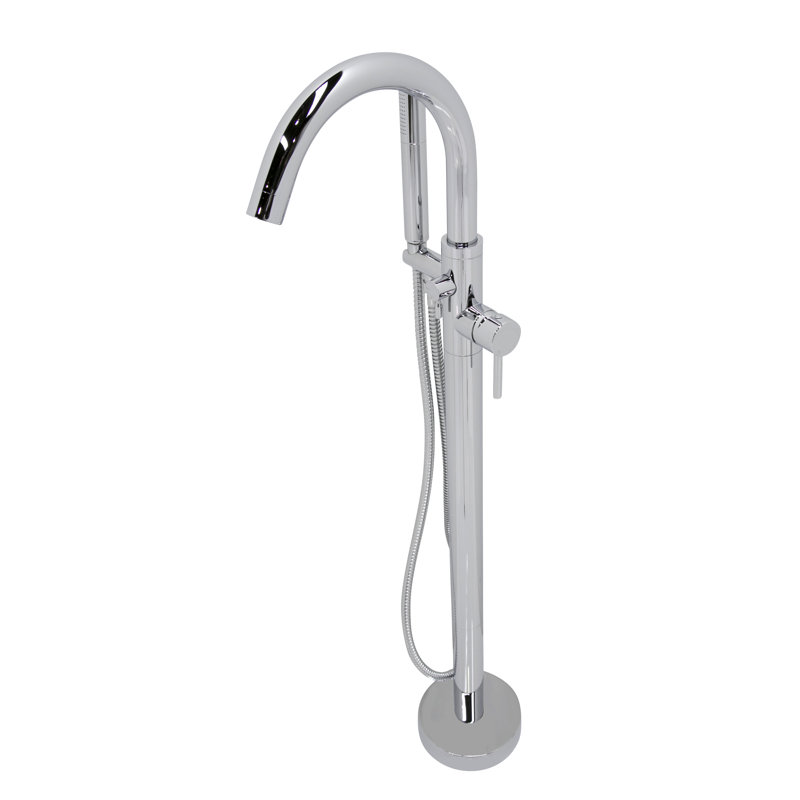 2 Handle Floor Clawfoot Tub Faucet with Diverter, Polished Chrome