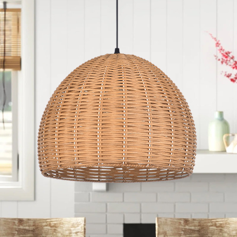 Bohemian Rattan Natural Hand Woven Pendant Light, 91" H x 11.81" W x 15.75" D