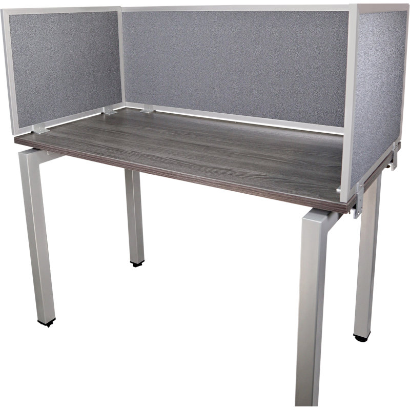 Panneau d'intimité acoustique fixé au bureau, Graphite, Aluminium, H 18 po x l 48 po x P 0,63 po