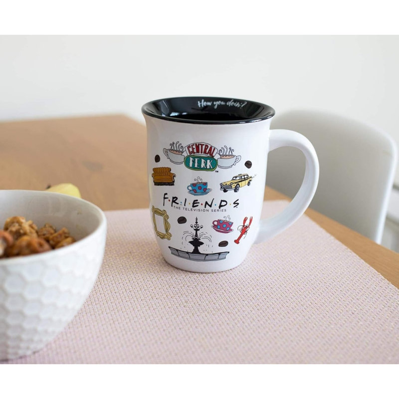 Grande tasse en céramique avec bordure à amis Friends, 16 onces