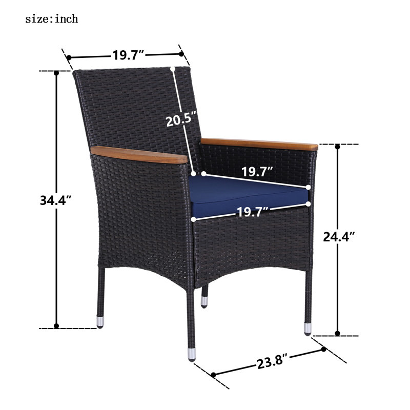 Ensemble bistro Argirios Square pour 2 personnes 22 po de long avec coussins