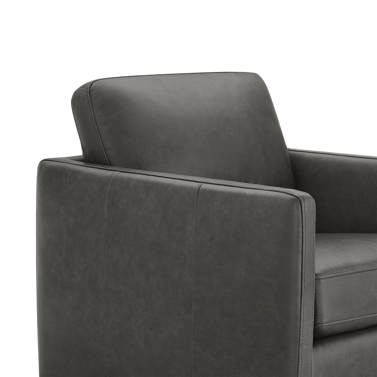 Bobbi Genuine Leather Swivel Armchair, Marseille Black Genuine Leather