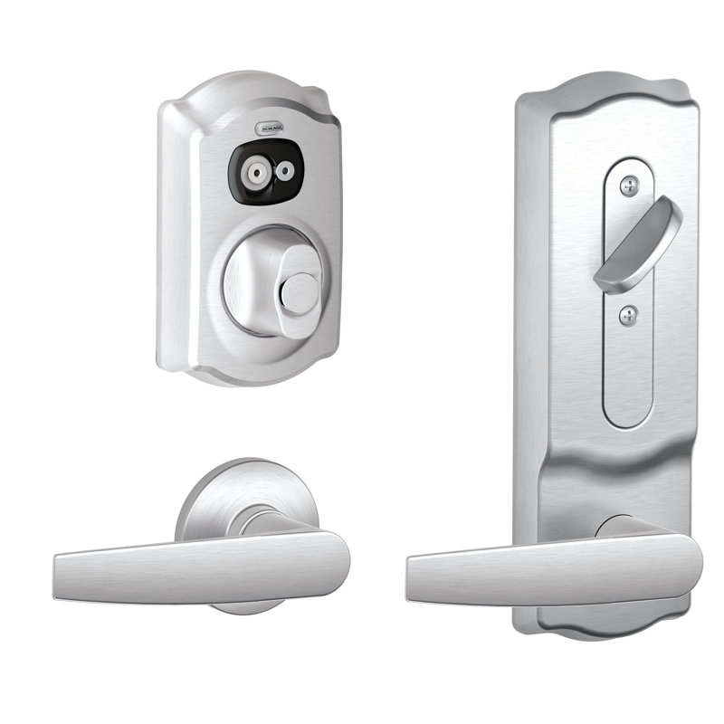 Complete Jupiter Entry Lever Set with Electronic Deadbolt, Satin Chrome, Keyed Alike, Yes