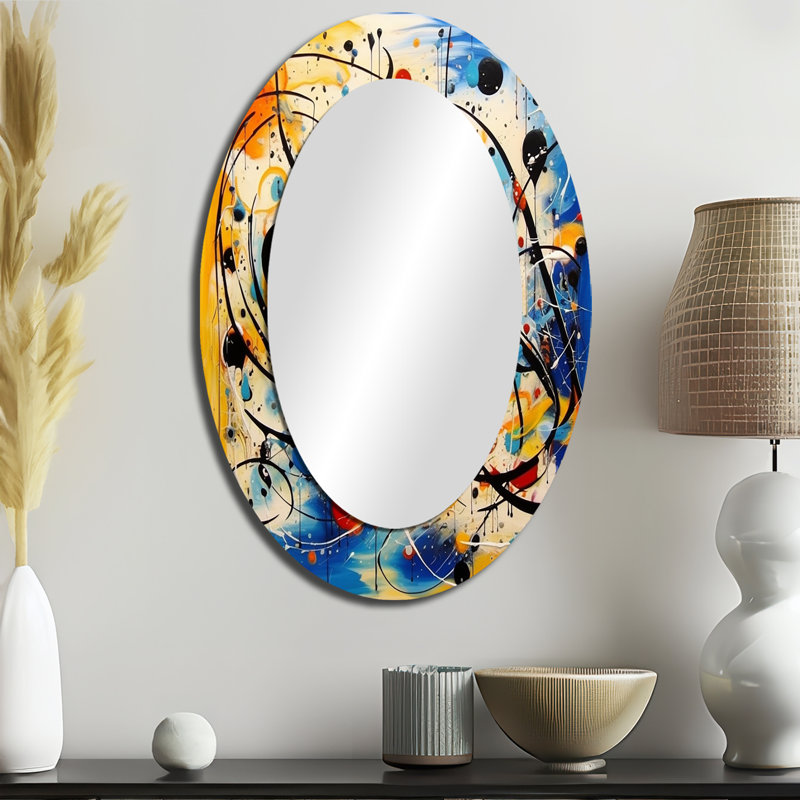 All That Jazz Colorful Joy IV - Modern Oval Wall Mirror, 36" x 24"