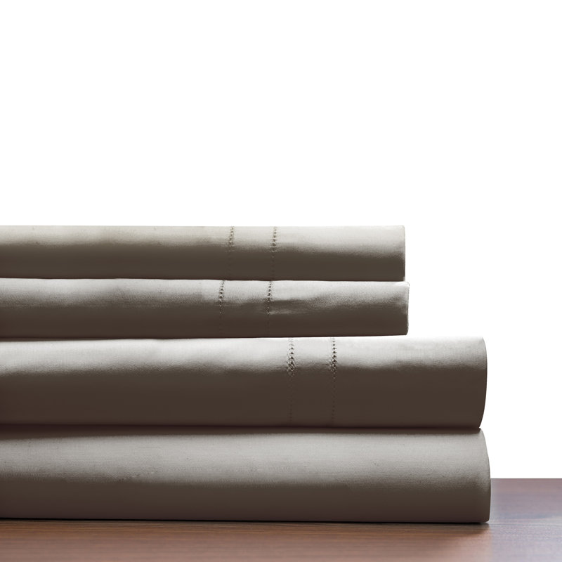 Ensemble de draps 100% coton à longues fibres 620 fils Pointehaven, Très grand lit, Gris anthracite