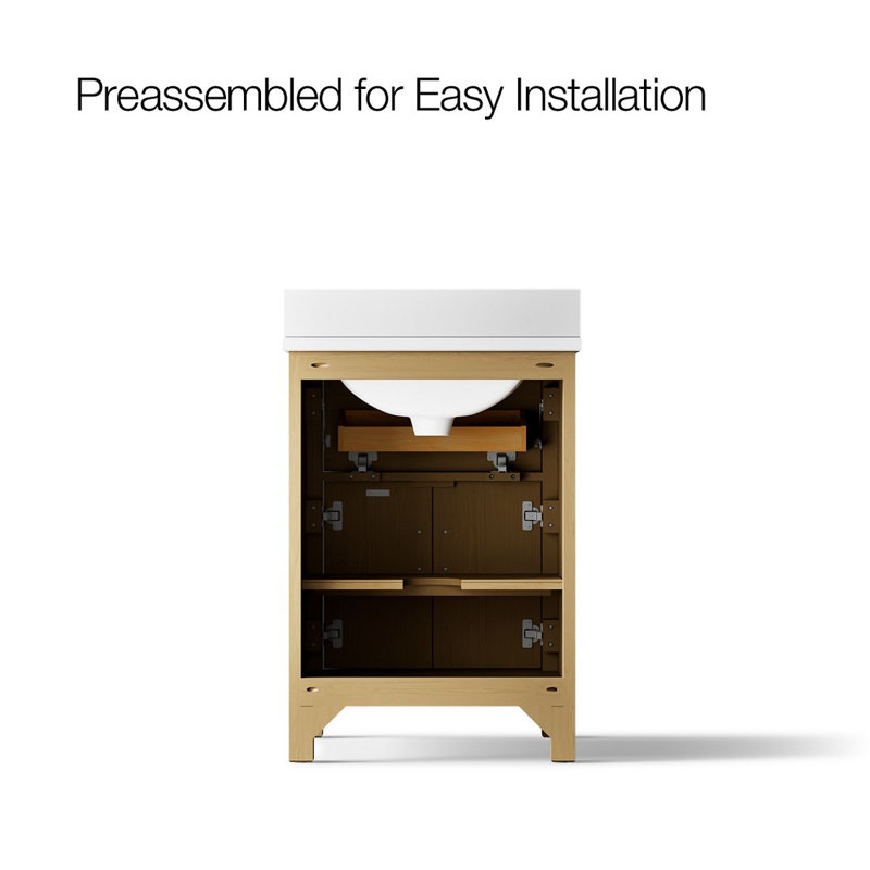 Kresla 24 In. Bathroom Vanity Cabinet With Sink And Quartz Top, Light Oak