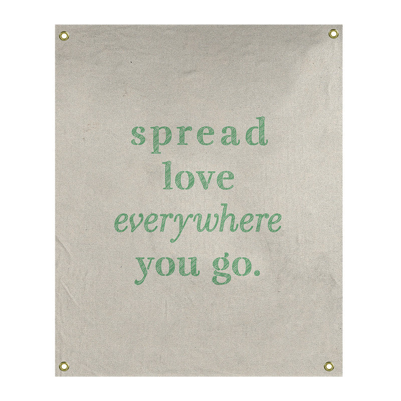 Tapisserie de polyester à l’quoted love quot, H 36 po x l 26 po, Blanc / Vert