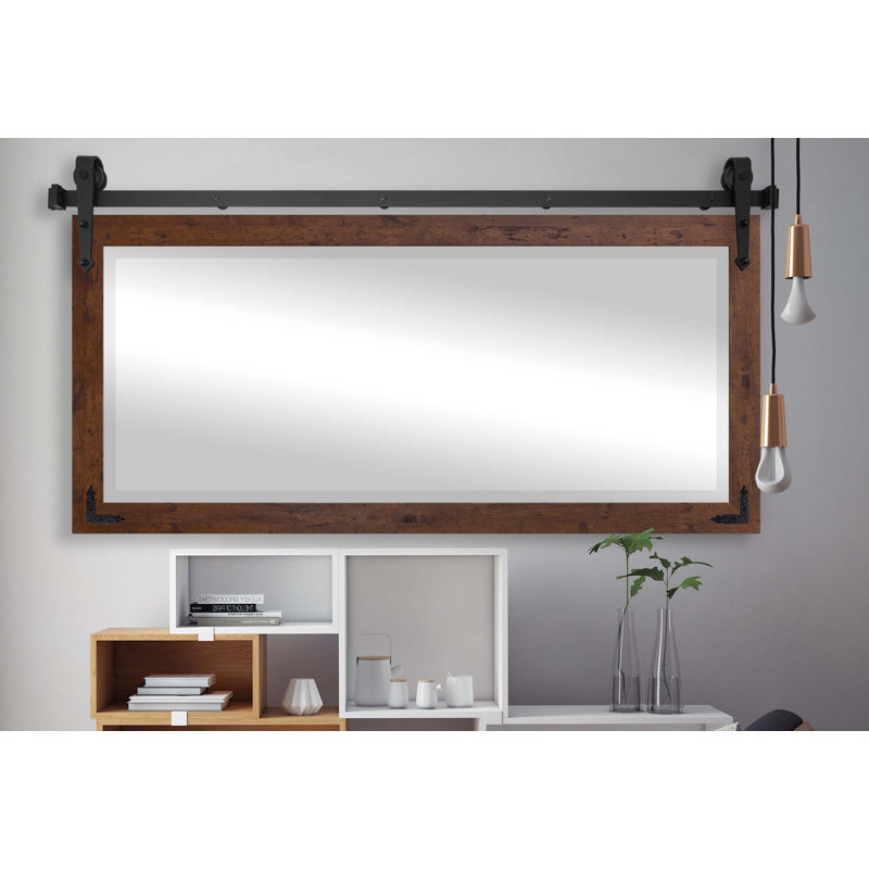 Neace Flat Mirror, 32" H x 66" W, Dark Walnut