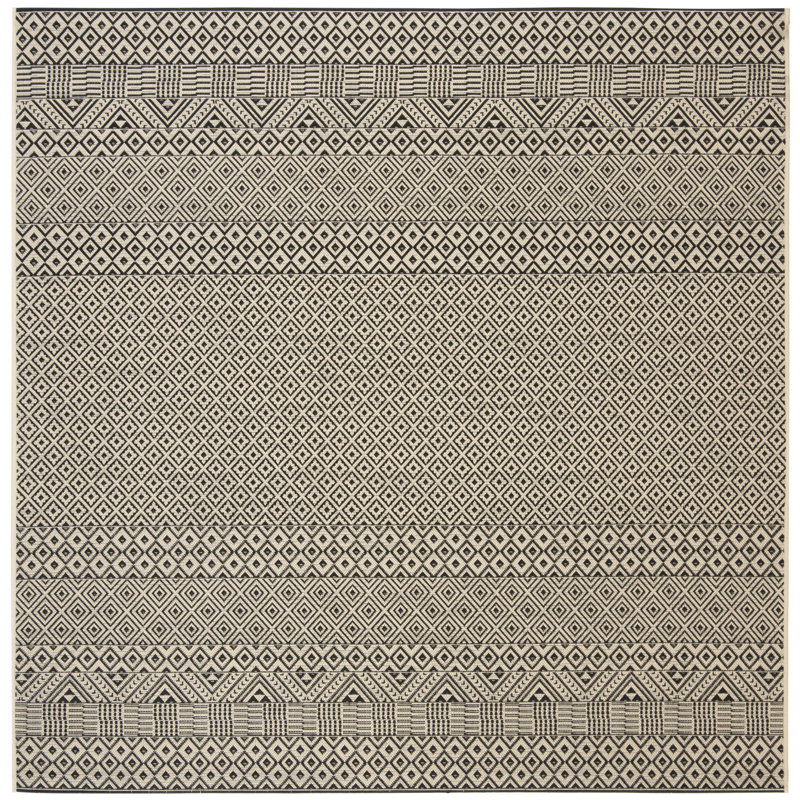 Tapis intérieur / extérieur beige Arneshia, Carré 6 pi 7 po