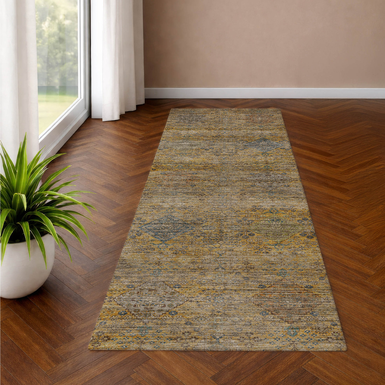 Rug, Gold, 2'3" x 7'6" Runner