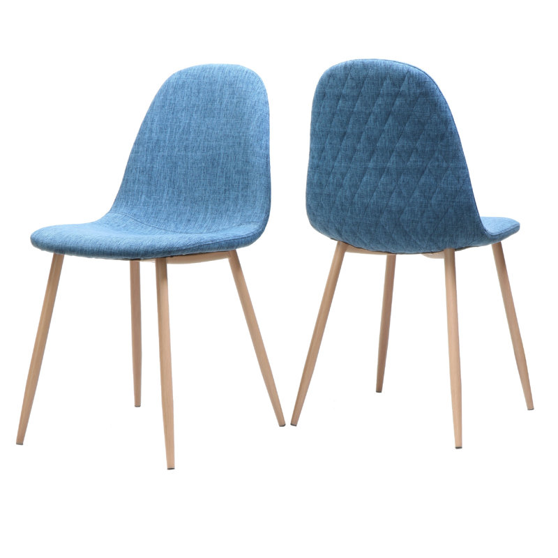 Ensemble de 2 chaises d'appoint Reva, assise bleue, structure en fer brun, Mélange de polyester bleu, Brun