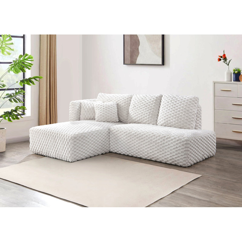 Canapé modulaire en velours côtelé Manya Ivory