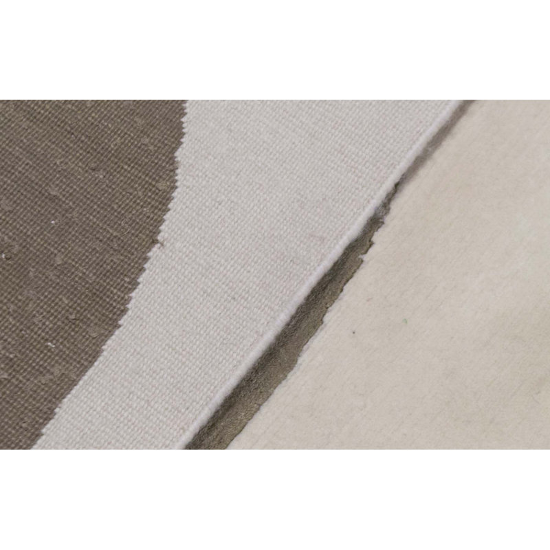 Hand-Knotted High-Quality White and Brown Area Rug