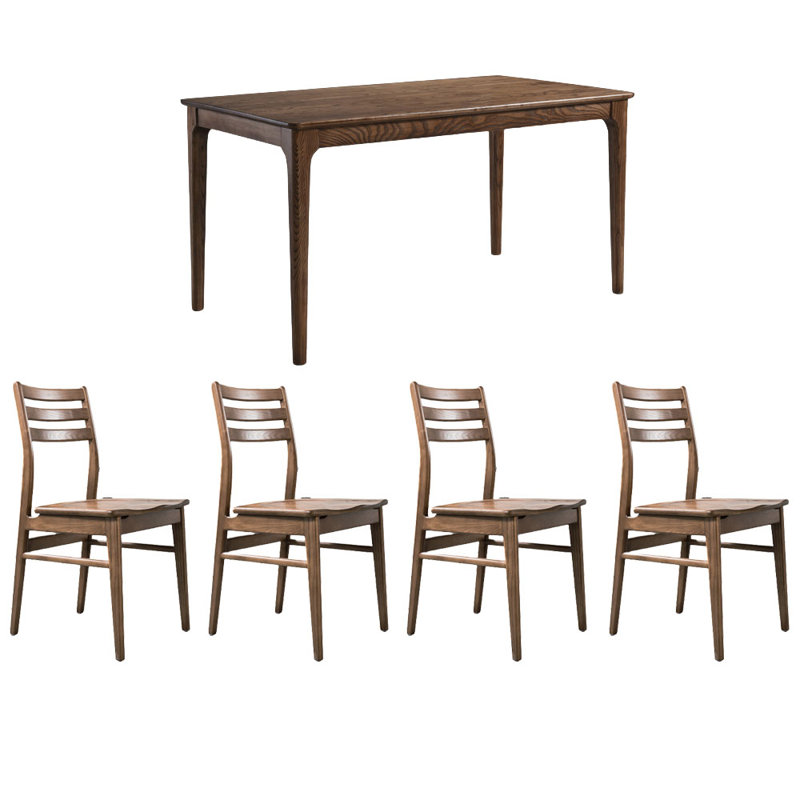 Simple log dining table and chair combination, 5
