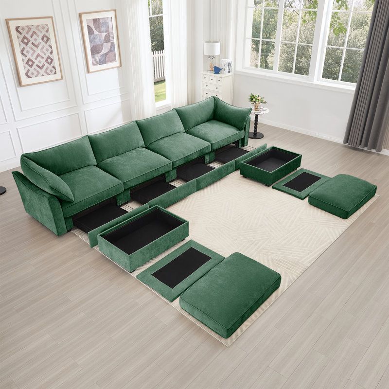 Canapé modulaire modulaire en chenille de salon modulaire avec rangement
