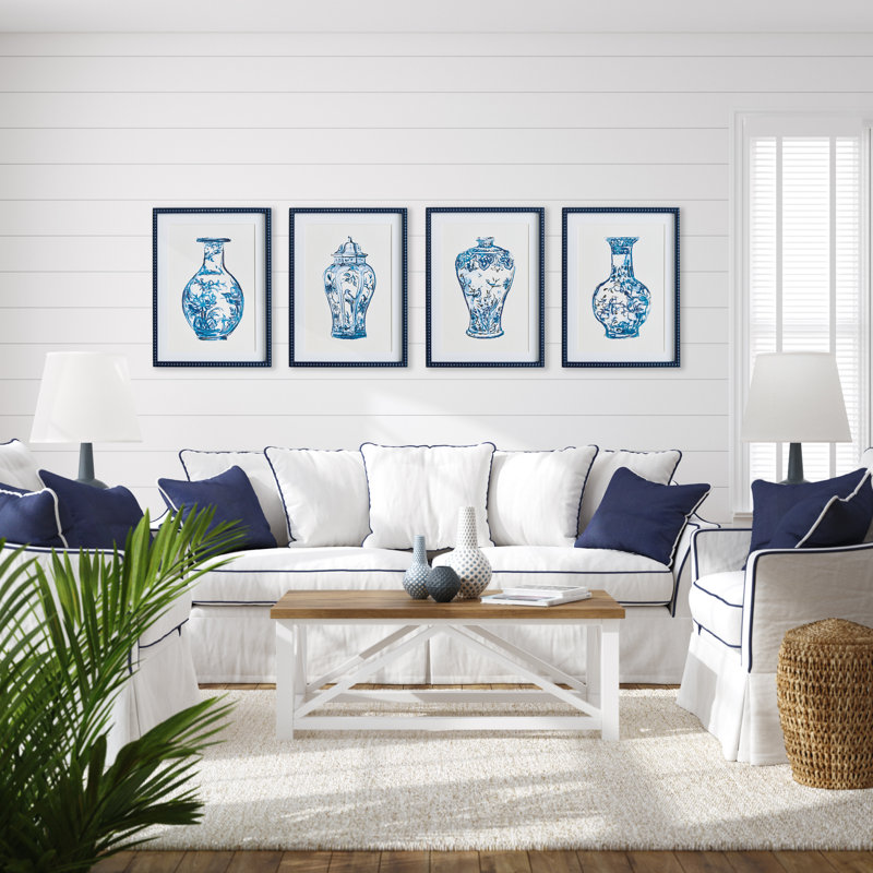 Urnes ornementales en bleu