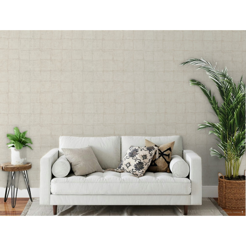 Eden Textured Tile 33' L X 21" W Wallpaper Roll, Greige