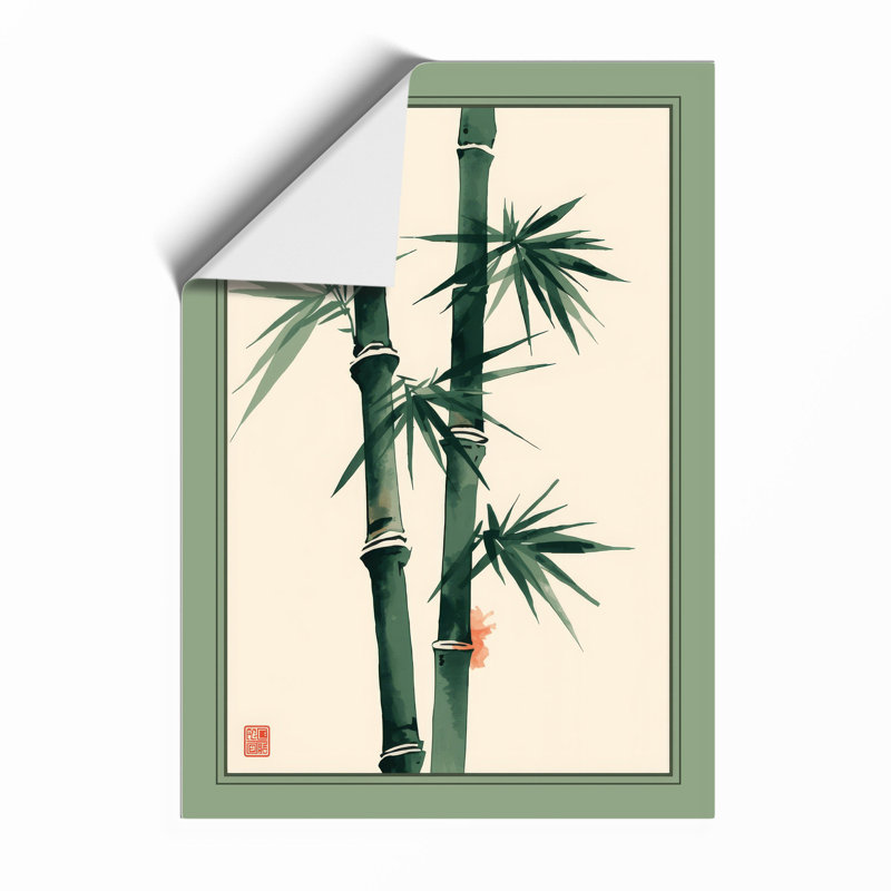 Bamboo in Green Japandi - Framed Print, Unframed, A1 - 84.1 x 59.4 cm