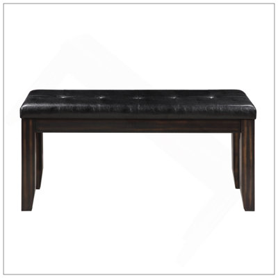 Élégant banc noir et espresso avec coussin capitonné, parfait pour les intérieurs modernes et peu encombrants
