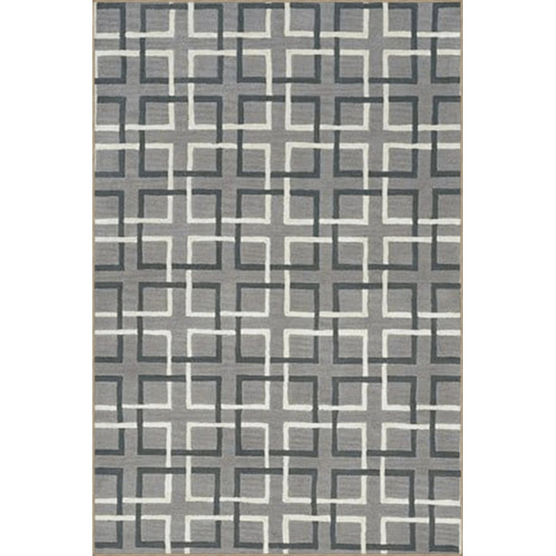 Gray Themed Abstract Geometric Patterned Creative Modern Decorative Carpet, Round 4'