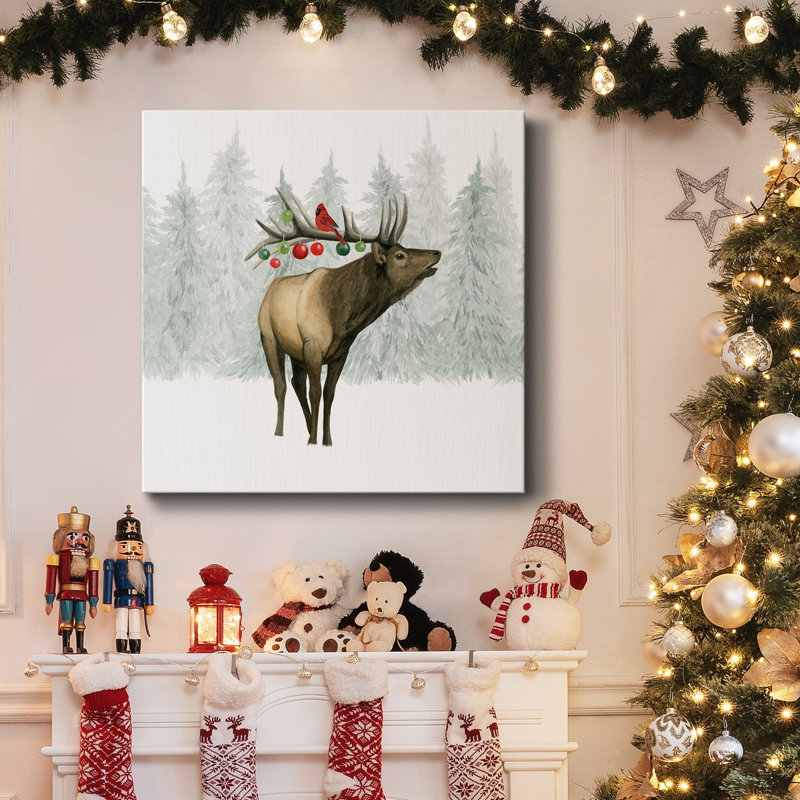 Festive Forest II - Toile tendue avec châssis de qualité supérieure - prête à être accrochée, H 8 po x l 8 po x P 1,5 po