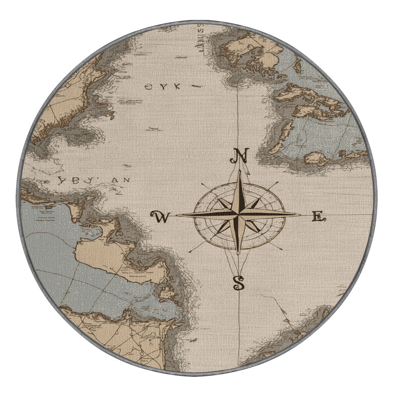  Tapis bord de mer lavable, Rond 7 pi