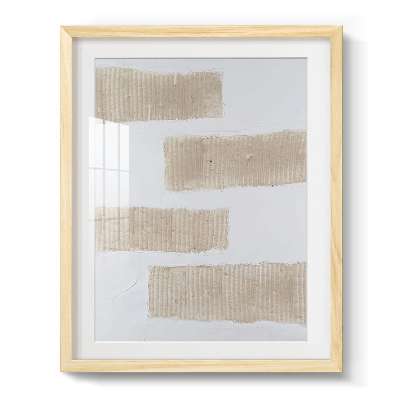 Textures écru II, Blanc, Papier avec cadre naturel
