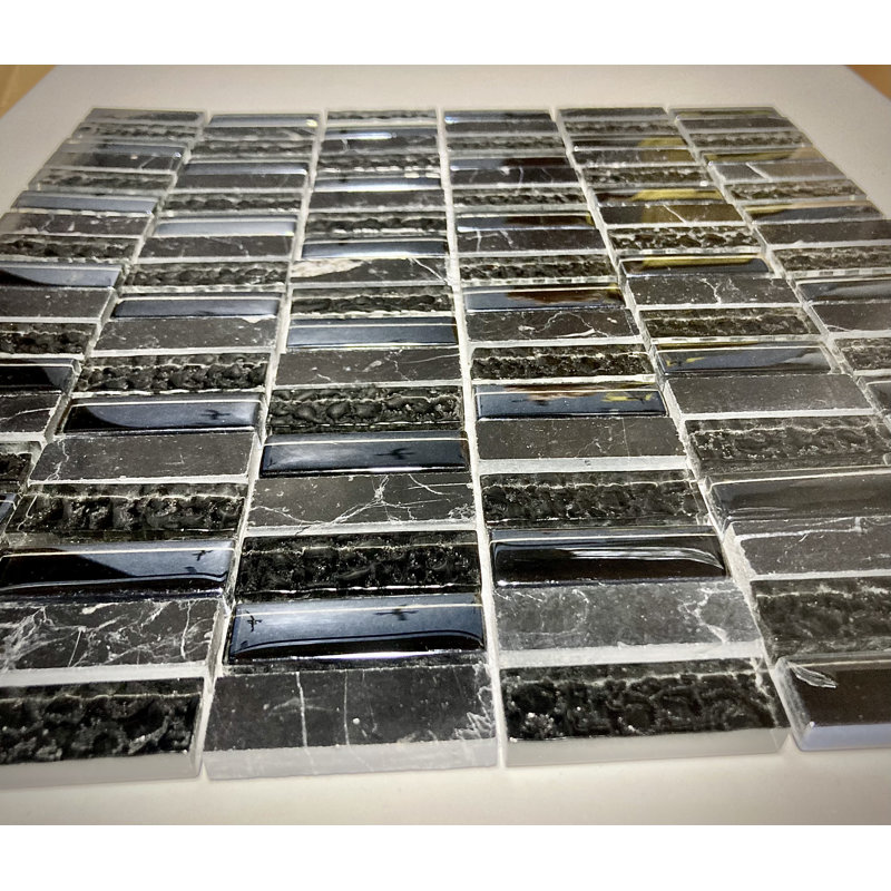 Carreau de mosaïque pour mur et plancher en pierre naturelle / brique de verre 0,63 po x 2 po Quartz, Écrou de roue