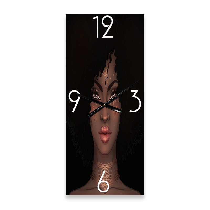 Portrait d'une femme afro-américaine II - Horloge murale moderne, Petit