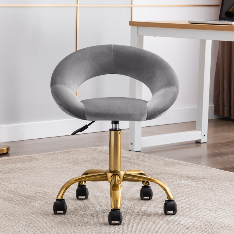 Ergonomic Velvet Swivel Adjustable Height Office Task Chair, Gray
